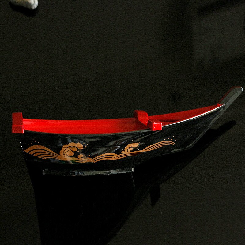 Abs zwart rood sushi sashimi boot ijs eten zeevruchten bord zalm sashimi schaal japans voedsel container sushi decor boot