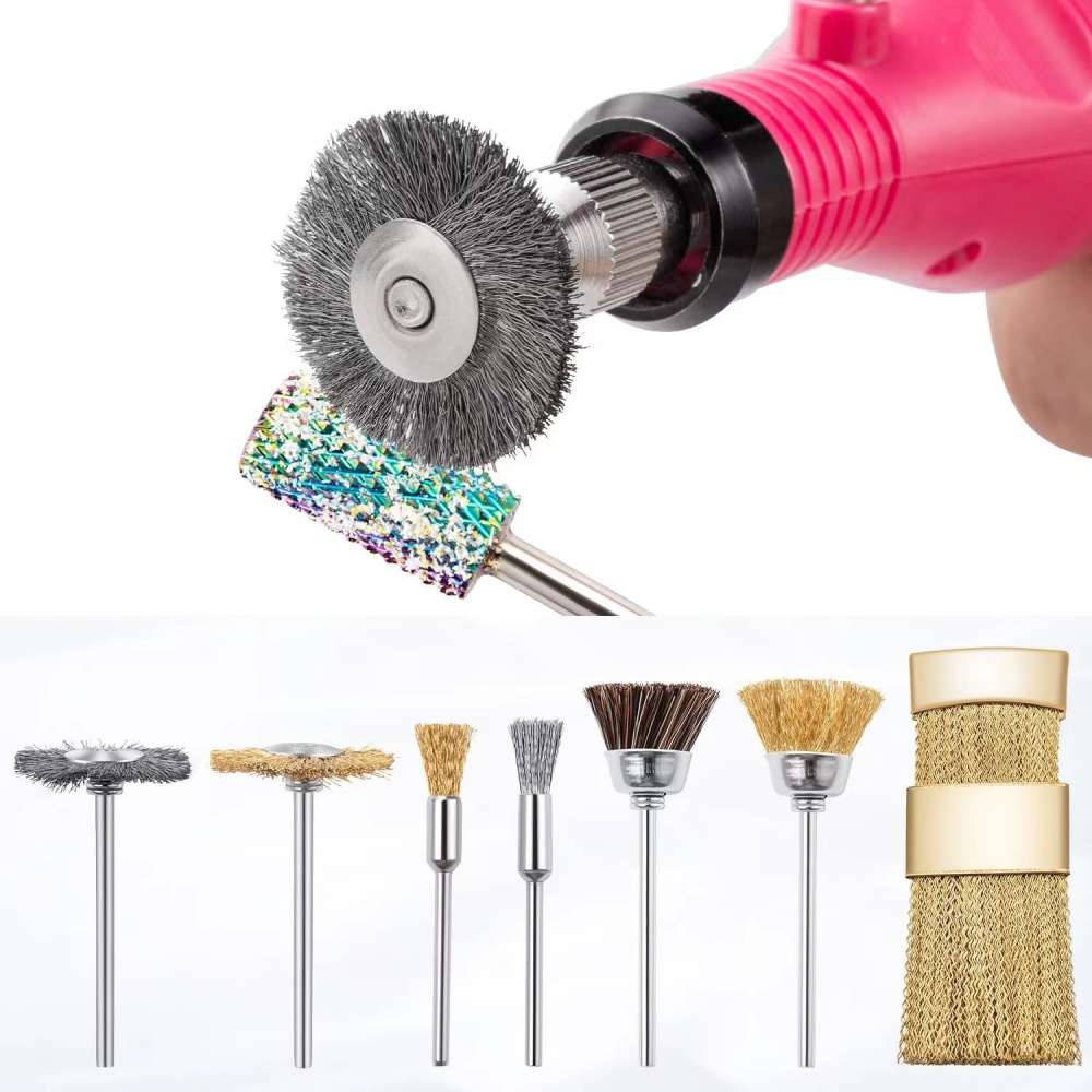 Broca para uñas, cepillo de limpieza, taladros eléctricos portátiles para manicura, alambre de cobre, limpiador, accesorios para decoración de uñas DIY, 1 ud.