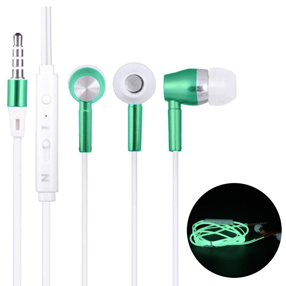 Bedrade Koptelefoon Met Microfoon 3.5Mm In-Ear Super Bass Stereo Oordopjes Unieke Lichtgevende Headset In Voorraad 24: Green