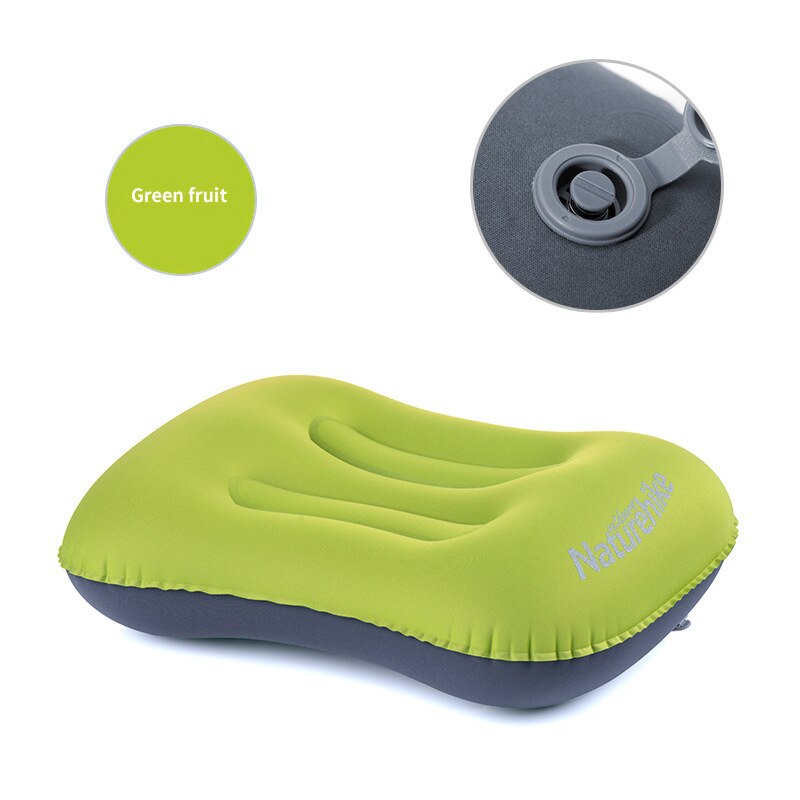 Naturehike-almohada inflable para acampar al aire libre, cojín de viaje, reposacabezas protector suave para el cuello: Blowing-Green