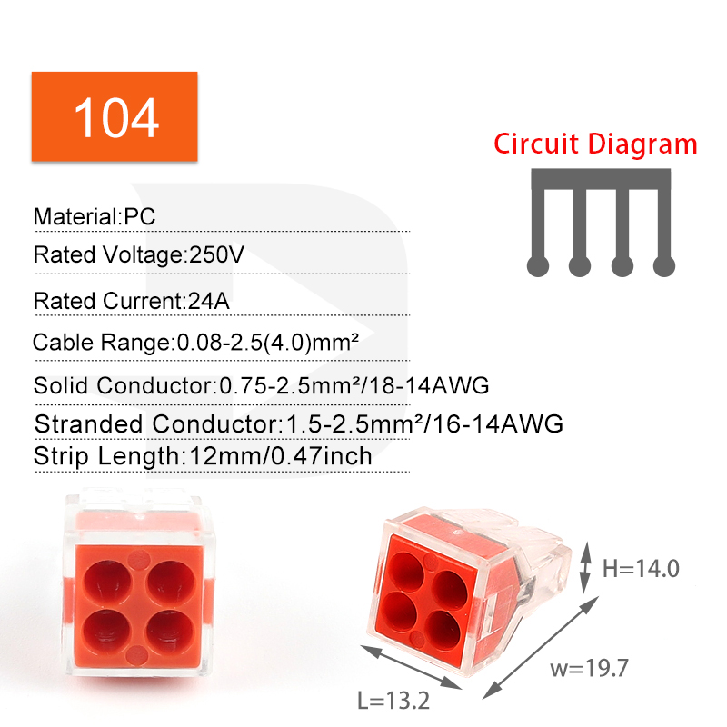 DIY GO 102/104/106/108 Universal Compact Wire Connectors Push-in Conductor Terminal Block 2/4/6/8 Pin Mini Fast Junction Box: Dark Grey