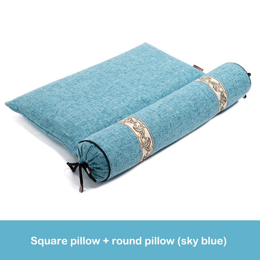 Buckwheat Cervical Pillow Orthopedic Recommendation Cervical Spine Traction Chinese Herbal Medicine Compress Neck Pillow: Buckwheat -sky blue