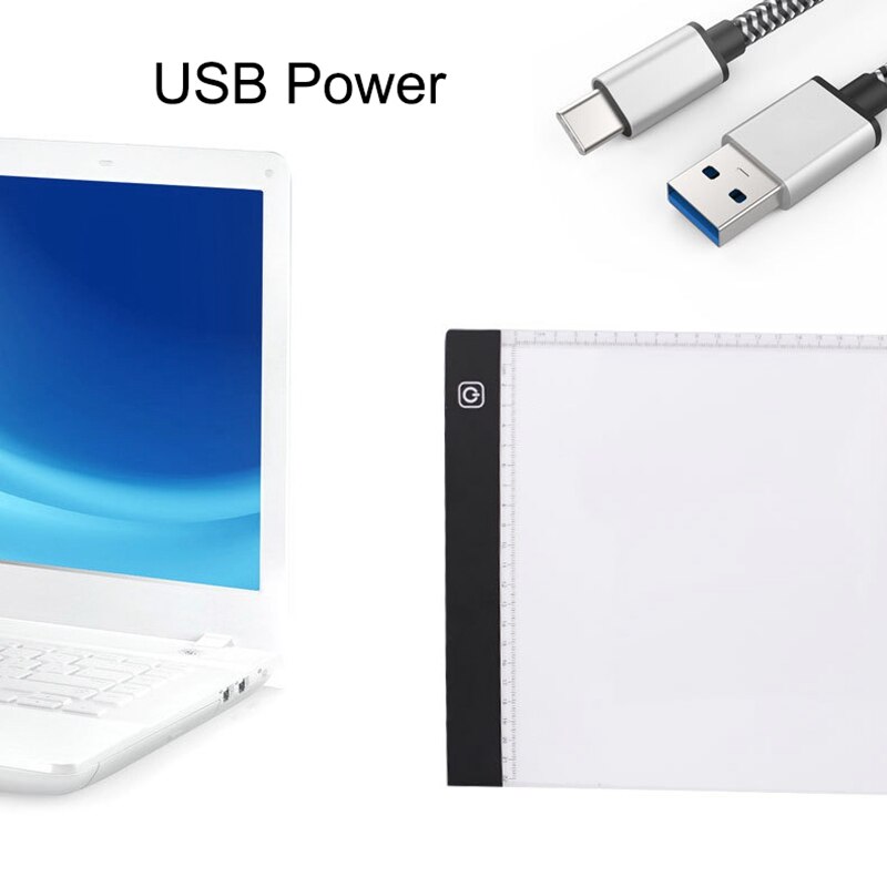 A3 Dimmable LED Drawing Copy Pad with Scale USB Power Light Table for Painting Writing Animation Sketching