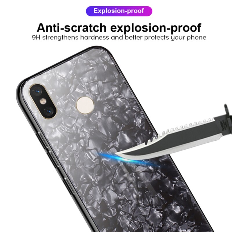 Shell Pattern For Xiaomi Mi 9 Tempered Glass Case Back Cover Soft TPU Anti-Scratch For Xiaomi Mi 8 Mi8 Lite Light Se Explore MI9