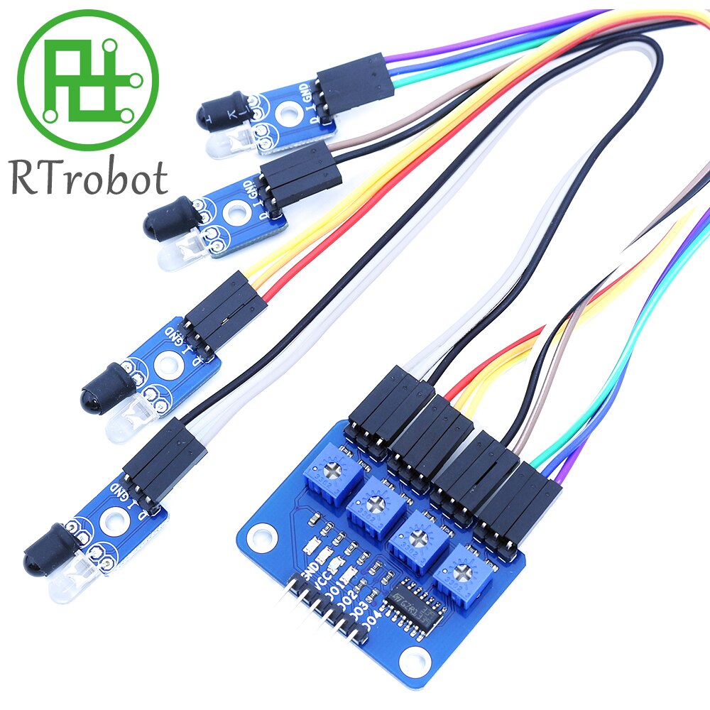 Vier-Wege-Infrarot-Tracing 4-Kanal-Tracking-Modul Übertragungsleitung Hindernisvermeidung Auto-Robotersensoren