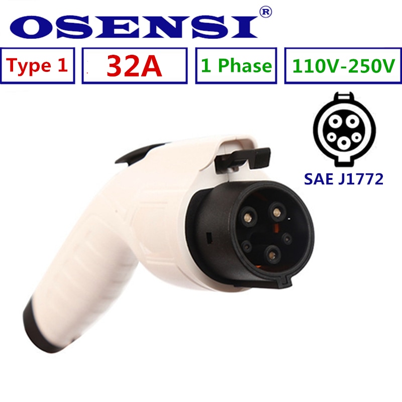 Adaptador de enchufe tipo 1 de 32A, estación de Carga de coche de vehículo eléctrico SAE J1772, 110V-250V, cargador EV, convertidor hembra Stecker
