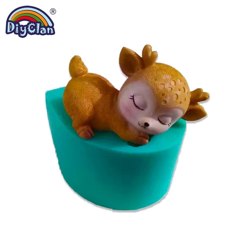 Molde de silicona modelo ciervo SICA para hacer jabón de velas, serie Animal, molde de arcilla del molde para pastel de Fondant, herramientas de decoración de Chocolate y cemento