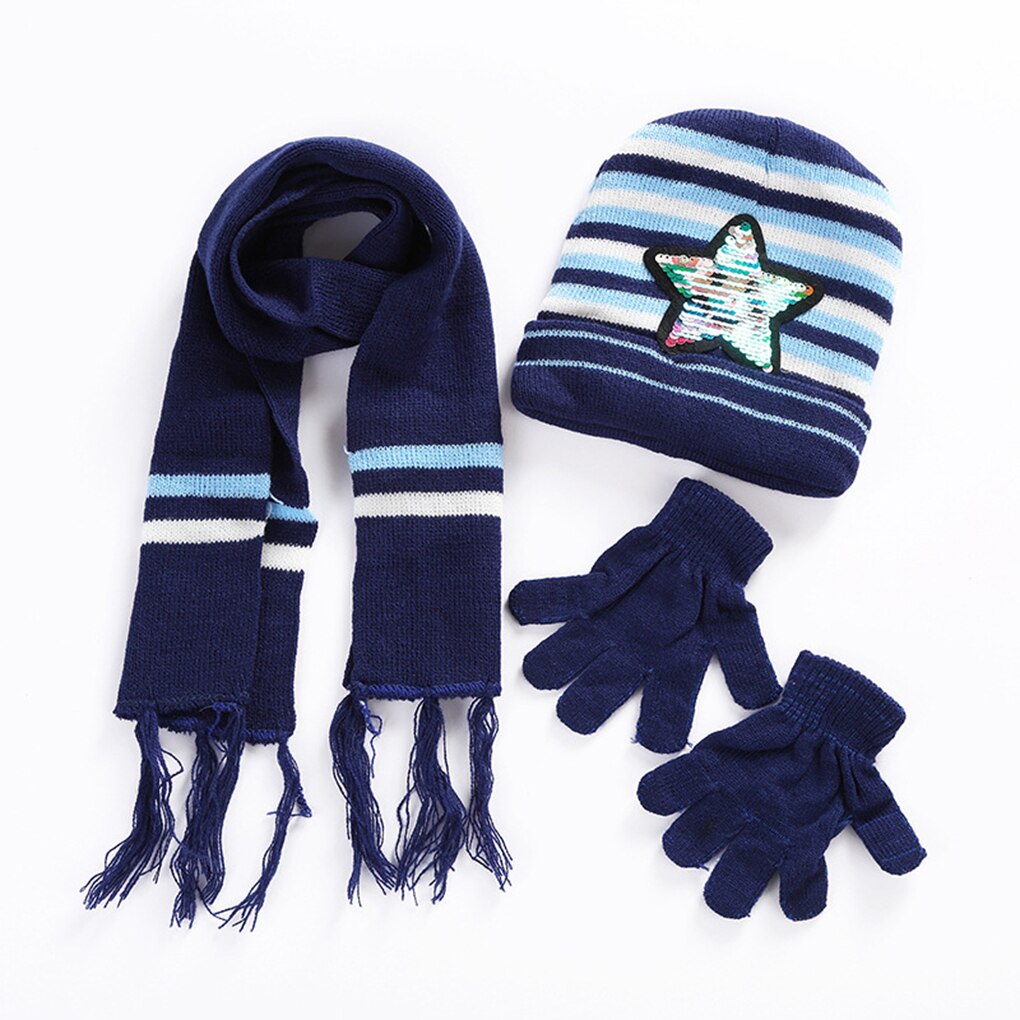 Baby peuter sjaal handschoenen muts set kinderen ster streep pailletten winter muts skimuts herfst winter: Nr . .2