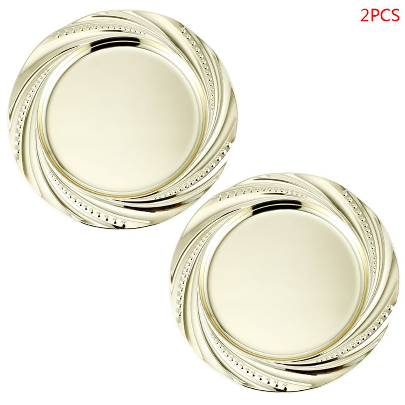 2 stuks Elegante Roestvrij Staal Diner Plaat Schotel Salade Fruit Voedsel Container Lade: GD