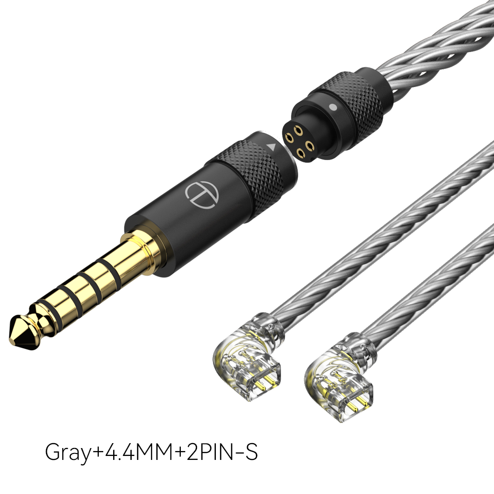 Trn  t2s pro 16 -adriges, versilbertes hifi-upgrade-kabel, grau/schwarz, mmcx /2- pin-anschluss für trn vx pro  ta2 ta c16 zsx  mt1 mt2 edx: Grauer 4.4 2 pin-qdc