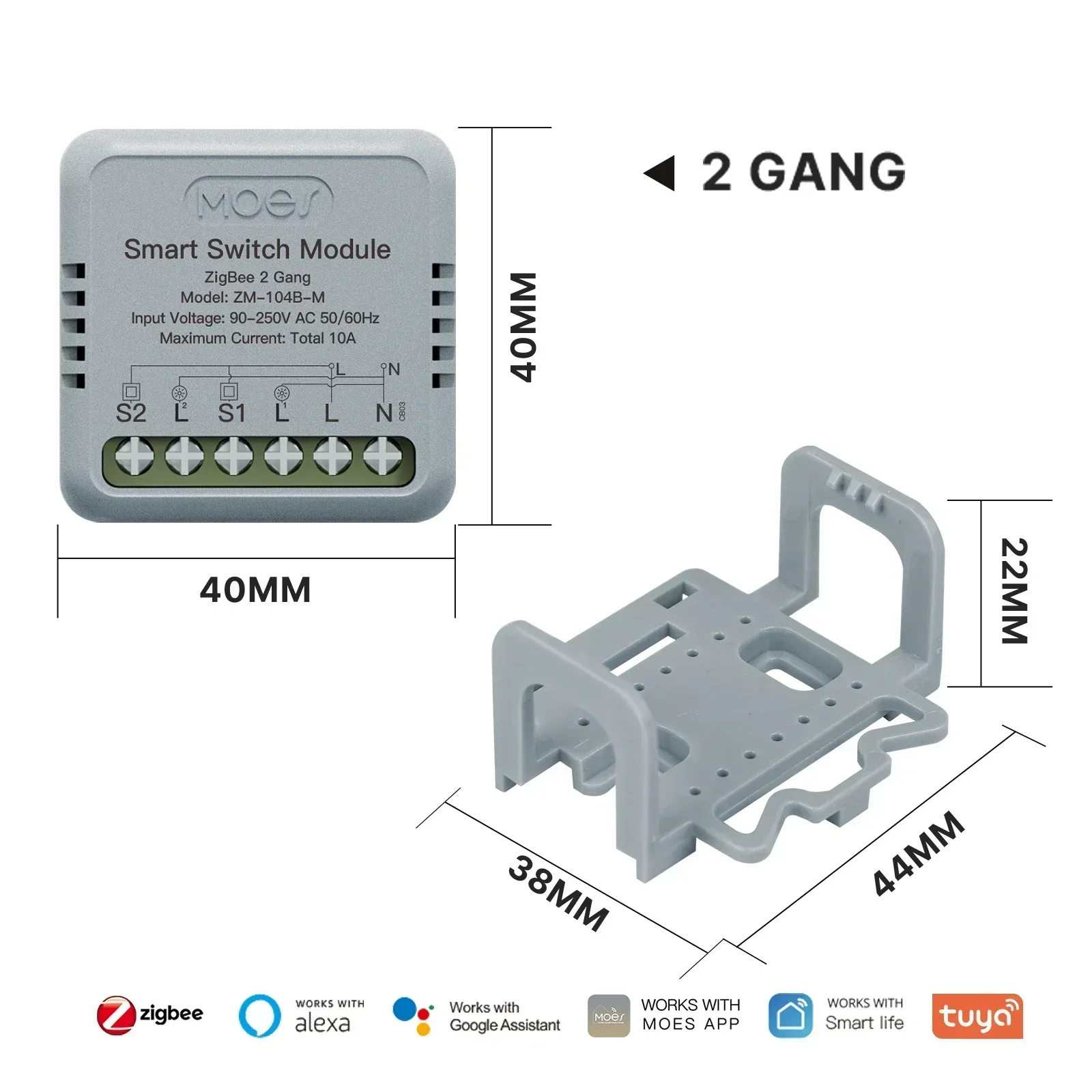 MOES Star Ring Series Mini Tuya WiFi/Zigbee interruptor inteligente módulo DIY interruptor de luz 1/2 Gang Control remoto trabajo Alexa Google Home: YELLOW