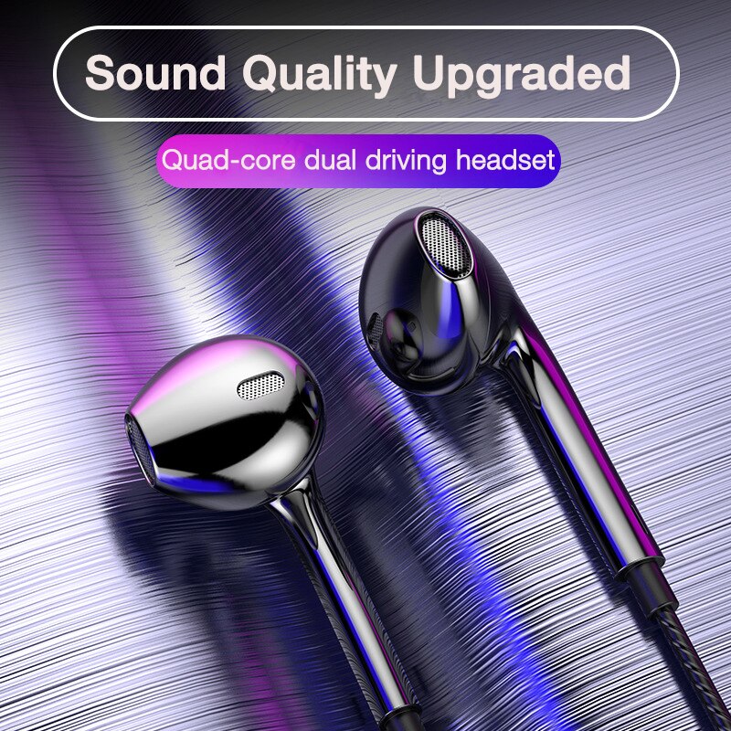 Auriculares intrauditivos con cable para teléfono móvil, con graves audífonos deportivos, estéreo, con micrófono, para música y deporte, 3,5