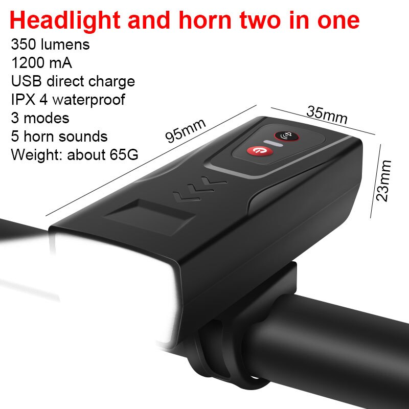 Bicycle light Bicycle tail light USB rechargeable flashlight front light rear light lanternRear light bike high visibility: 1200mAh