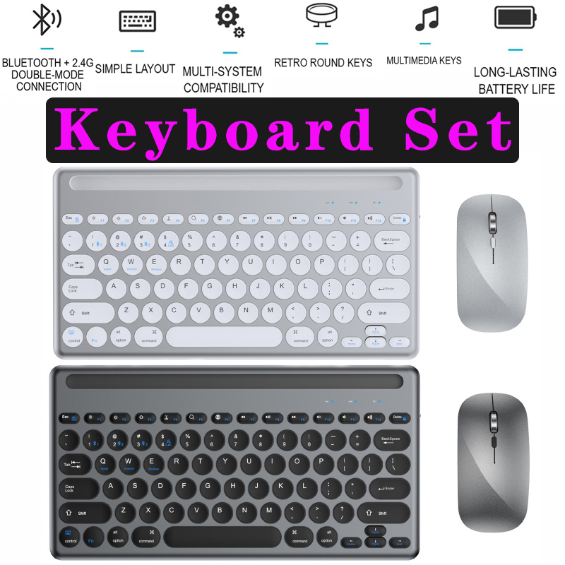 78 Tasten Bluetooth + 2,4 G 2-Modus Wireless Tastatur und Maus Set Kartensteckplatz Halterung Typ-C Ladetastatur für Desktop-Laptop-PC-Telefon
