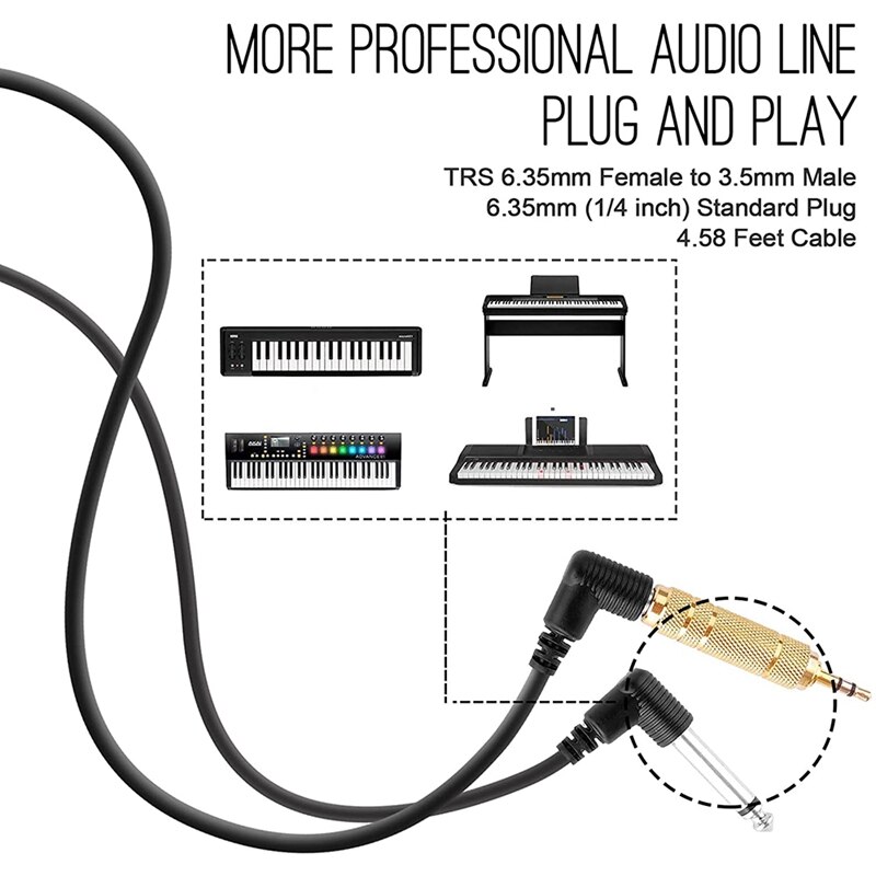 Sustain Pedal For Keyboard, Piano Sustain Pedal Universal Damper Foot Pedal , With 6.35Mm To 3.5Mm Stereo Audio Adapter