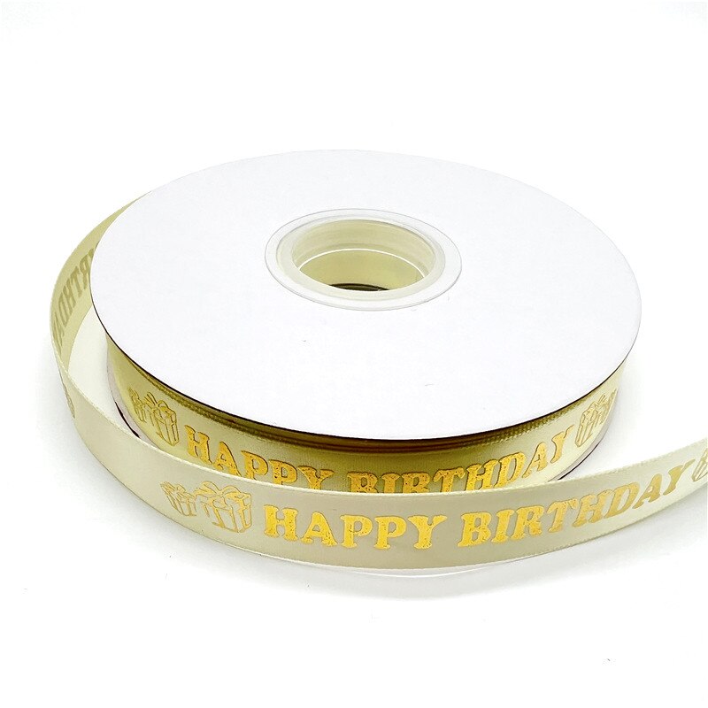 20mm Birthday Ribbon Happy Birthday Printed Satin Ribbon For Birthday Bow Handmade Craft Accessories Wrapping Ribbon