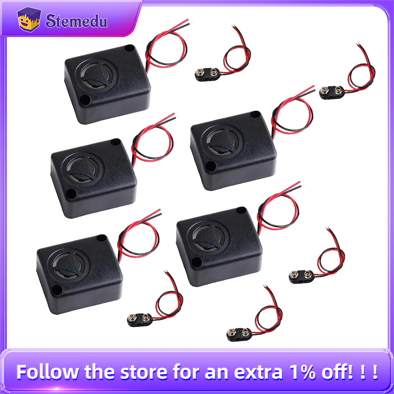 12V DC Zwart Mini Piezo Alarmsirene 110dB Verzekering Kluizen Anti-Diefstal Alarm Hoge Decibel Zoemer voor Auto + 9V Batterij Gesp