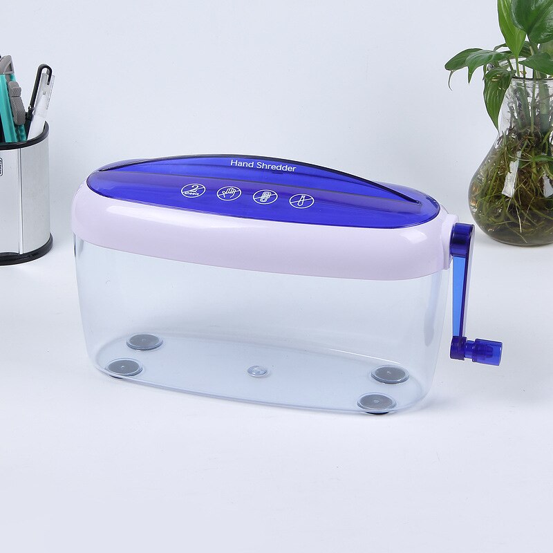 Handmade Desktop Small Paper Shredder Suitable For Office Documents A4 Paper Manual Shredder For Domestic Financial Bills: blue