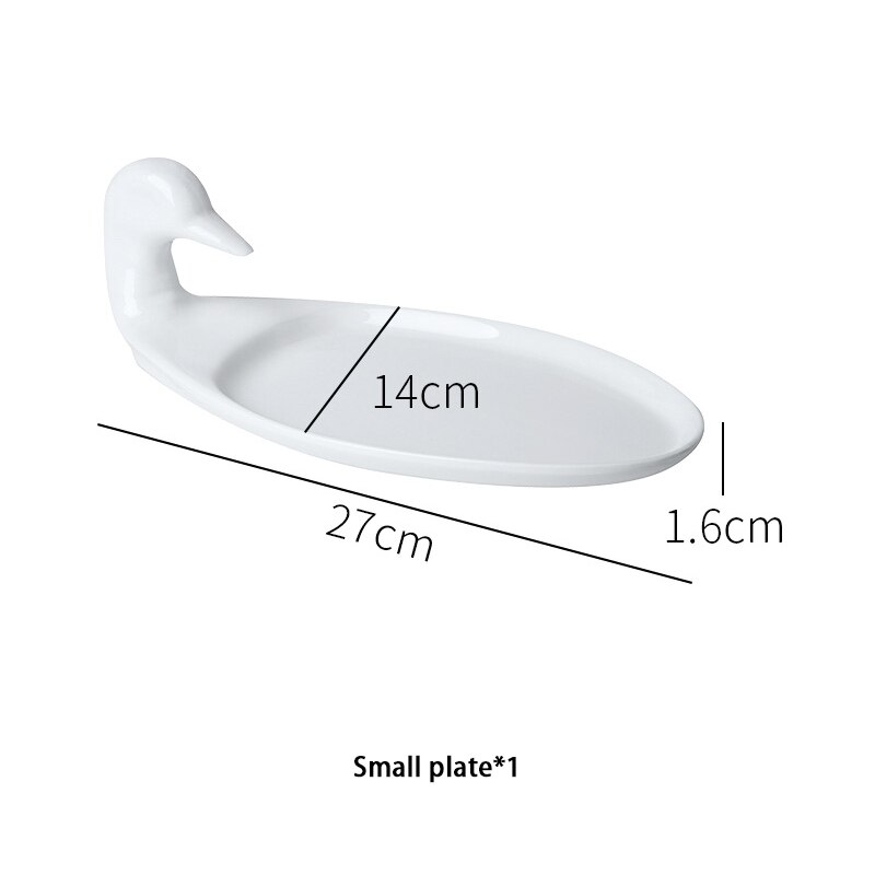 White Duck Ceramic Plates Fruit Dishes Cake Plate Snack Candy Dish Salad Tray Porcelain Tableware Decoration Dinnerware: S