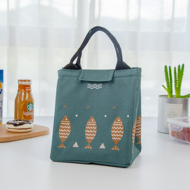 Functionele Patroon Cooler Lunchbox Draagbare Geïsoleerde Polyester Lunch Tas Thermische Voedsel Picknick Lunch Tassen Voor Vrouwen Kids: DARK GREY