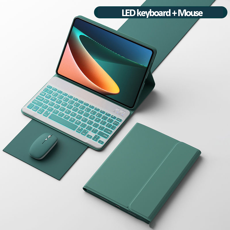 Funda para Xiaomi Mi Pad 5 con teclado, ratón inalámbrico retroiluminado con LED para Xiaomi Mipad 5 5 pro, funda magnética, ratón inalámbrico gratis: IPad Pro 12,9 / Morado