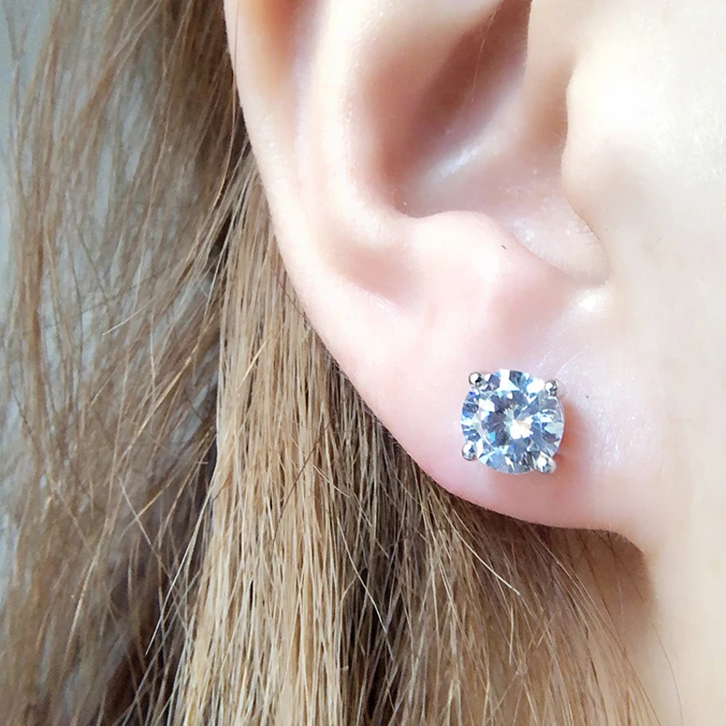 Smyoue 2ct 8Mm Test Geslaagd Moissanite Studs Oorbellen Voor Mannen Vrouwen S925 Zilver Geplatineerd Bruid Bruiloft Diamanten Studs