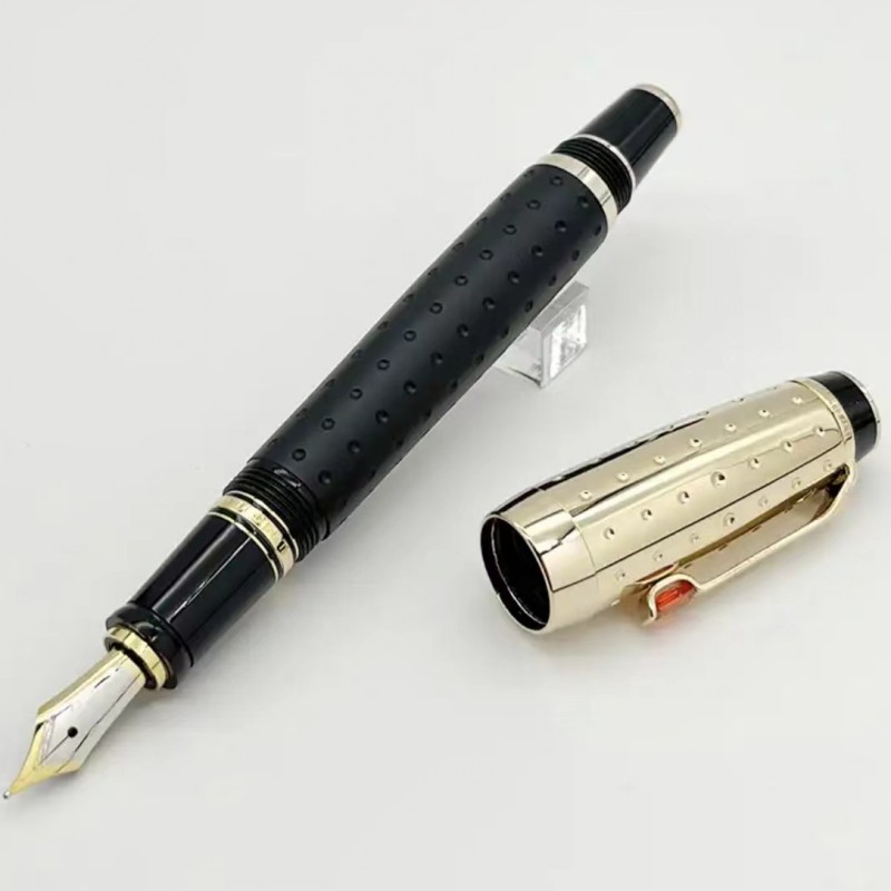 Edição limitada Bohemis Caneta esferográfica de resina preta Mini curta portátil para viagem, escritório, escola, escrita com número de série de gema