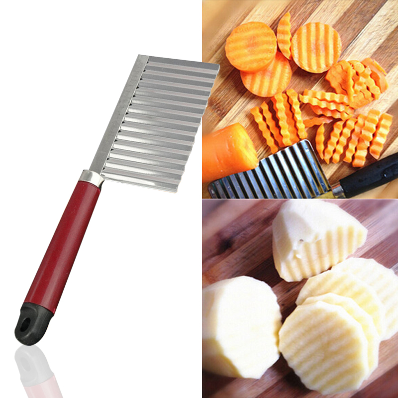 Stainless Steel Vegetable Carrot Wavy Cutter Slicer Potato Chips Corrugated Knife Kitchen Wrinkled French Fries Kitchen Utensil: Default Title