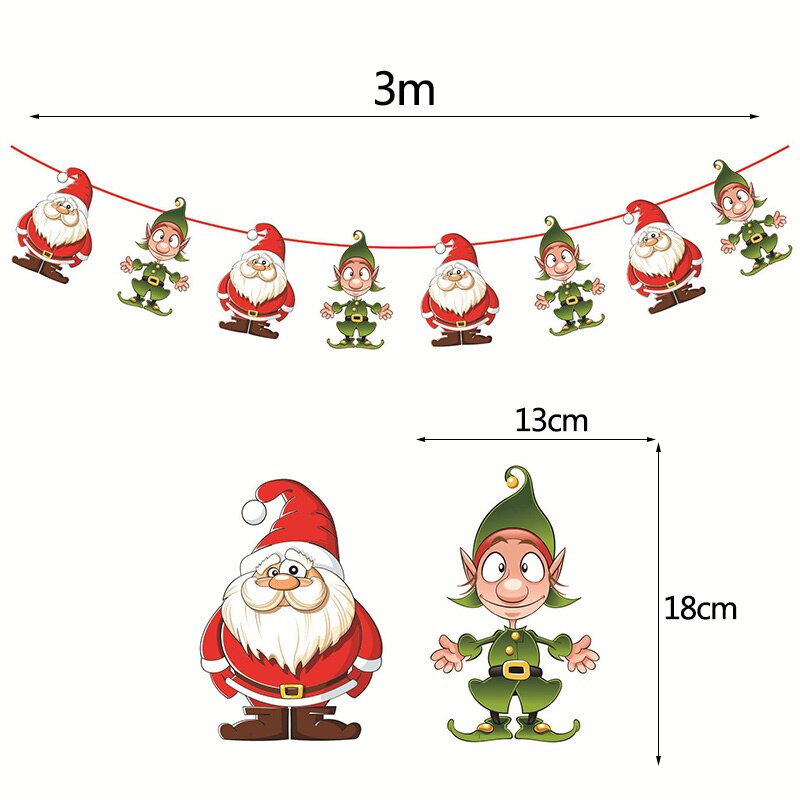 3m Länge Santa Claus Weihnachten Baum Zauberstab Hängen Papier Girlande Weihnachten Baum Dekoration Elch Socken Sterne freundlicher Frohe Weihnachten Banner: G07 santa Kinder