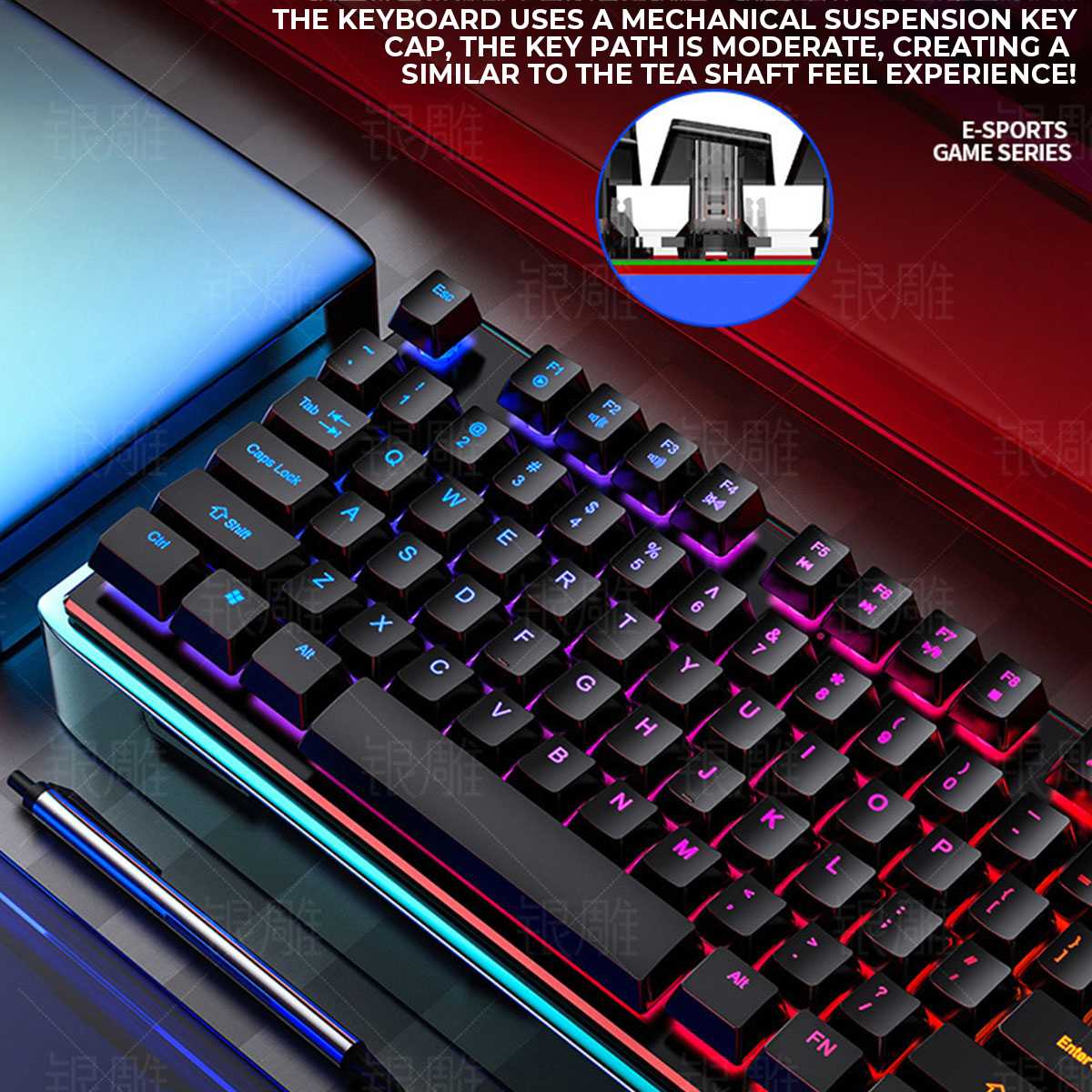 RGB Backlit Desktop Keyboard Mouse USB Wired Gaming Glowing Keyboard Mouse Combo for PC Laptop Gamer Mouse Pad