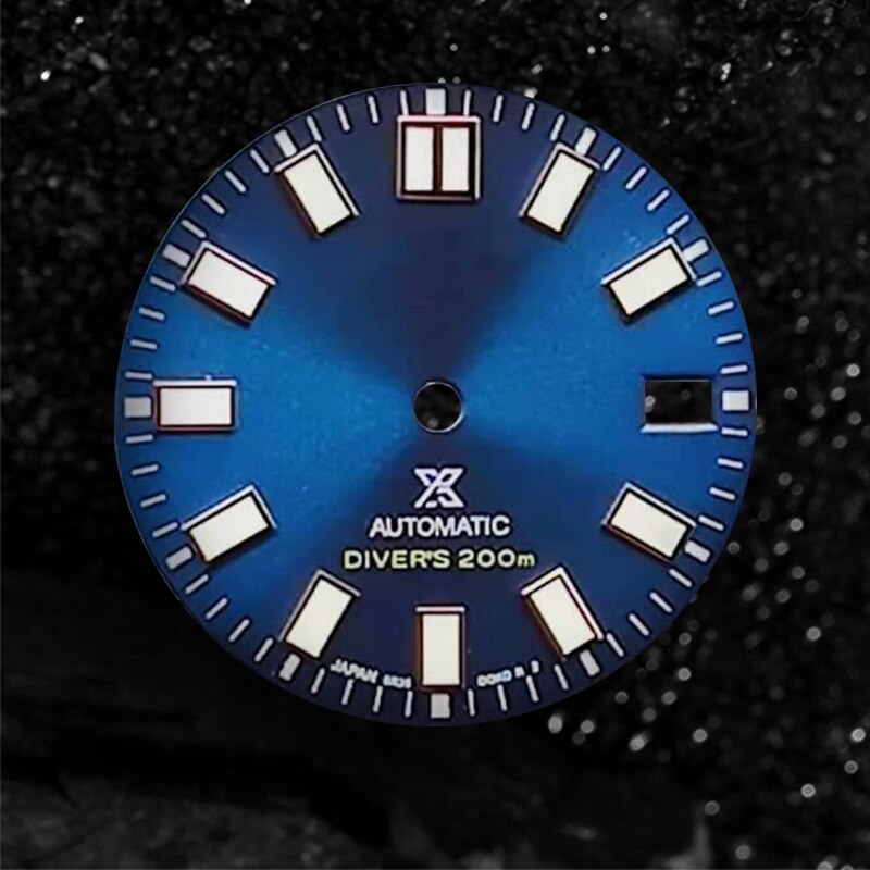 Nh35 skive skx 007 ure tilbehør 28.5mm grønne lysende armbåndsur skive til  nh35a/nh36a automatiske urværk med s logo: Blå