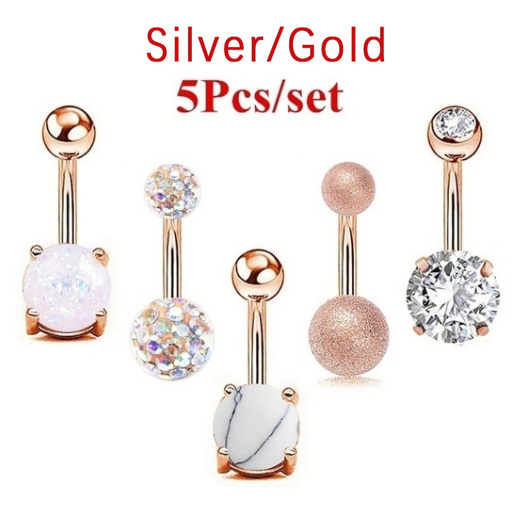 4Pcs/set Belly Button Rings Navel Piercing Rings Body Jewelry Modern Female Jewelry Luxury Accessories