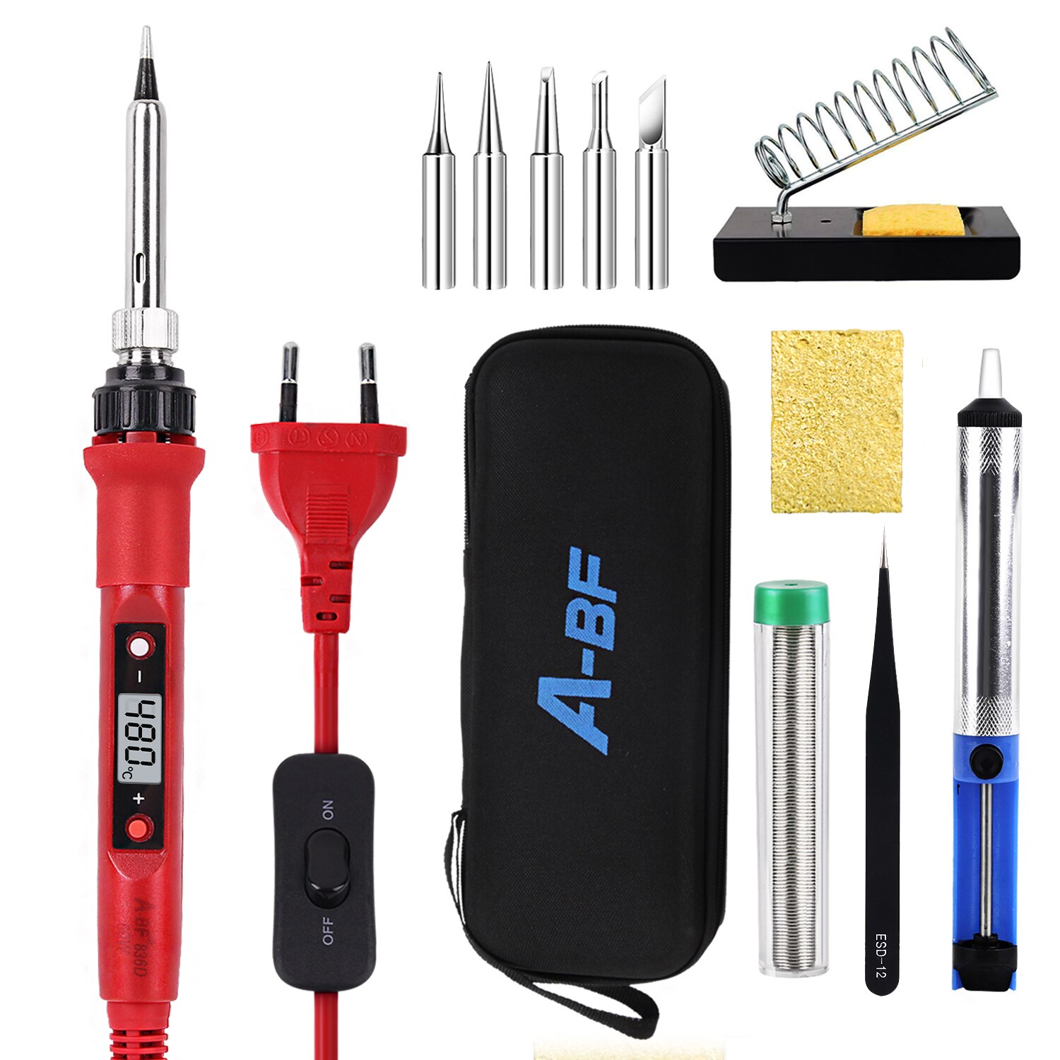 A-BF 836D Electric Soldering Iron Digital Display Temperature Control 60W Precision Technology Rapid Temperature Rise 180℃~480℃: 836D-OBZT7-R / US
