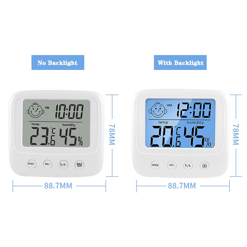 Smart LCD Digital Temperature Humidity Meter Backlight Home Indoor Electronic Hygrometer Thermometer Weather Station Baby Room