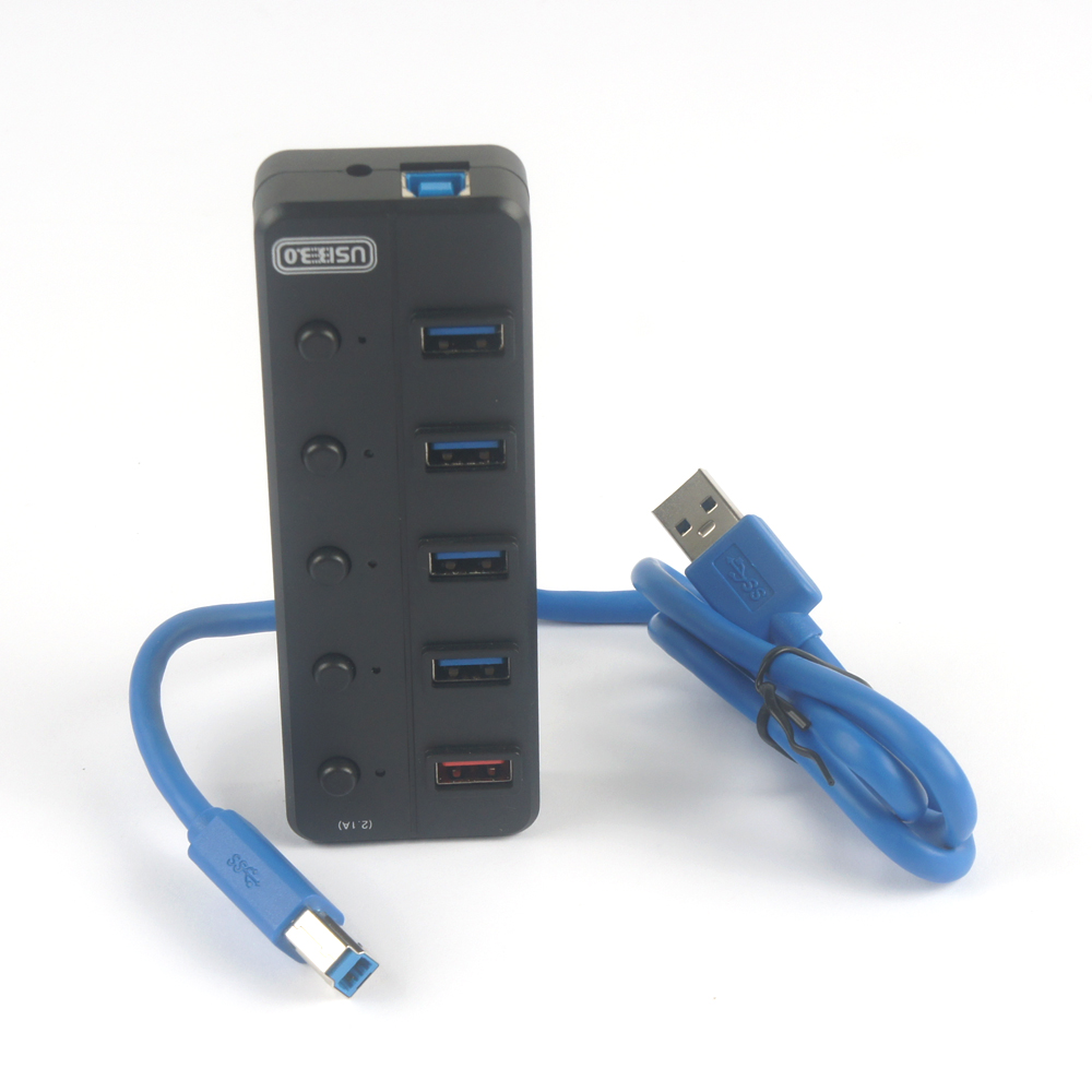 5 Port USB 3.0 Hub with Individual Power Switches controller and LED USB HUB CABLE