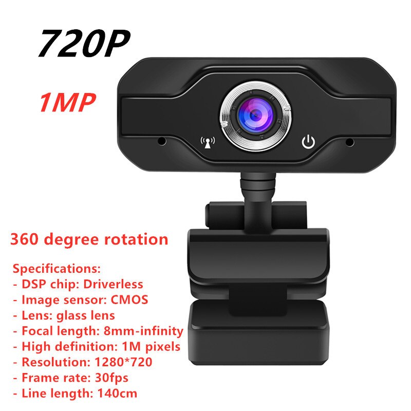 1080P HD 5MP Computer Camera USB Web Camera Webcams Built-In Sound-absorbing Microphone 1920 *1080 Dynamic Resolution: S50 720P