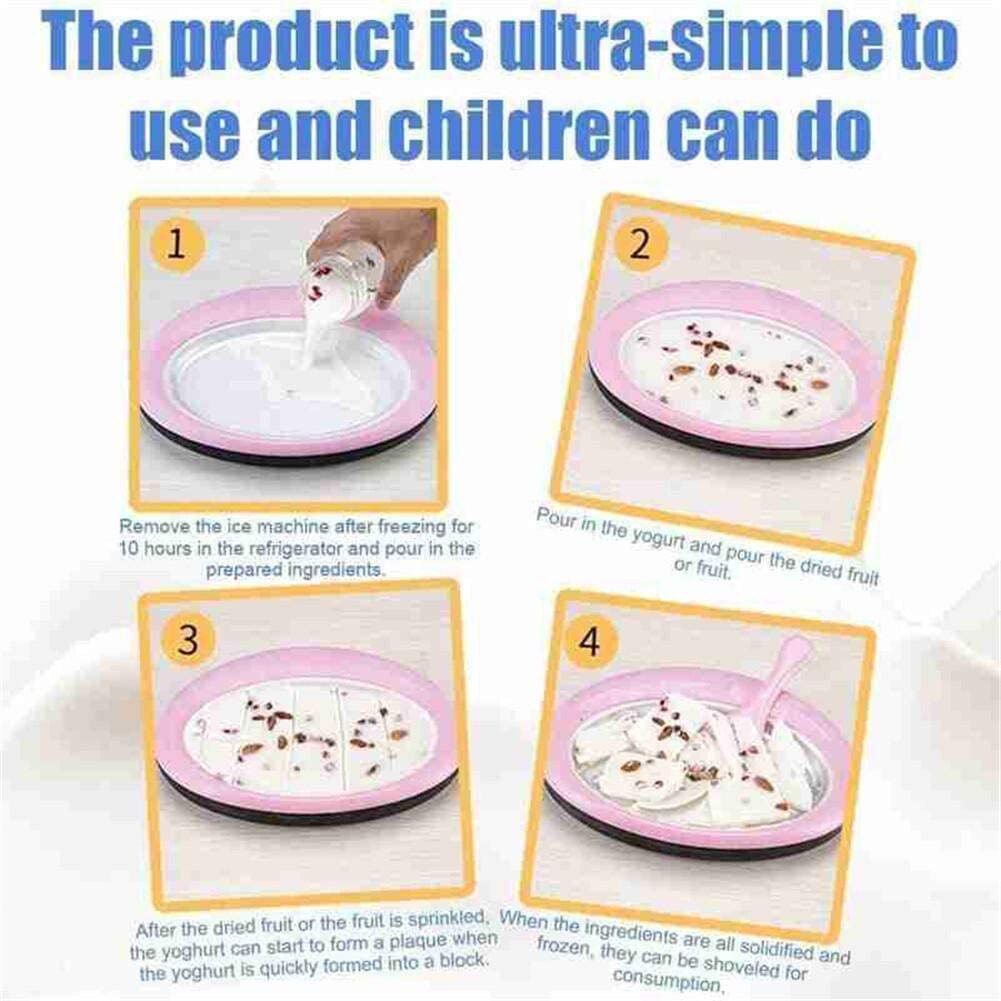 Rullet ismaskine med 2 spatler mini stegt yoghurt maskine steg is tallerken hjemmelavet is rulle maskine  bv789