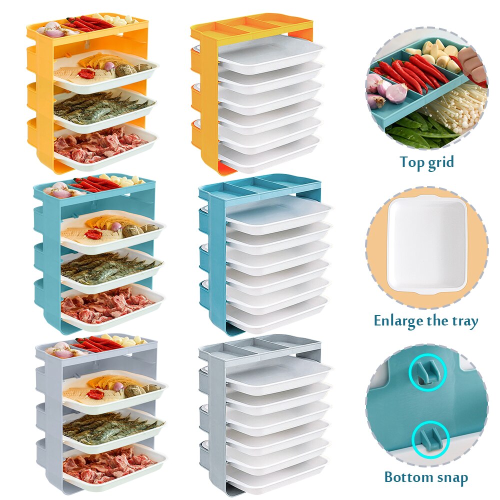 Plateau de rangement de légumes et de fruits à 6 niveaux, étagère murale multifonctionnelle de cuisine, ensemble de rangement de fournitures de cuisine