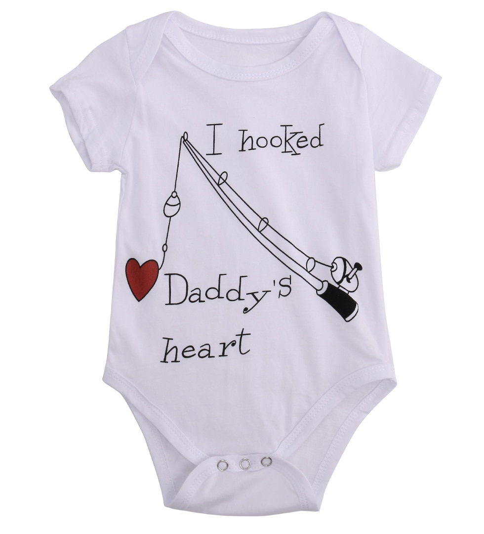 Newborn Infant Baby Boy Girl Cotton Short Sleeves Bodysuit Jumpsuit Daddy Heart Clothes Summer Sunsuit SS