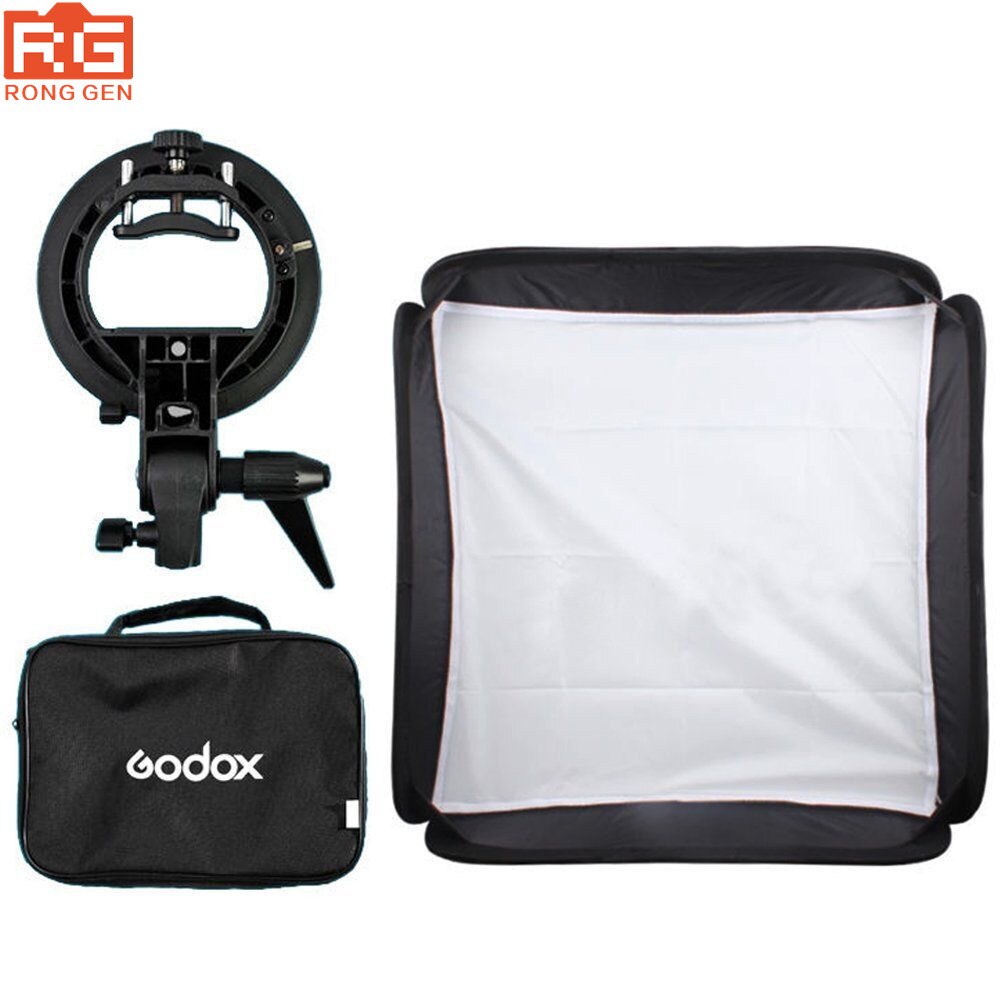 Godox 50x50 cm Softbox + S-Type Bracket Bowens Houder + Tas Kit voor Camera Flash