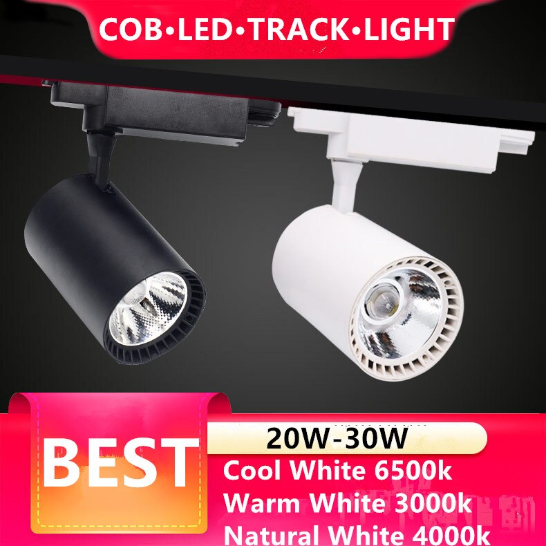 Cob Led Spoor Licht Lamp 20W 30W Plafond Spoor Verlichting Spot Rail Spots Armaturen Spots 220V voor Winkel Kleding