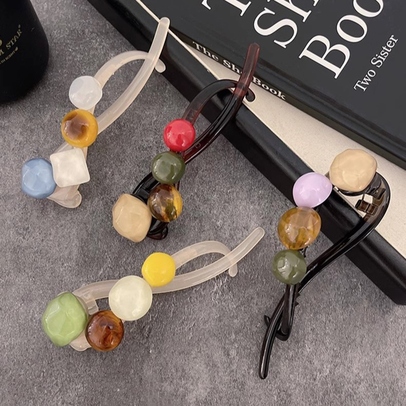Pasadores de verano para mujer, horquilla con forma de bola colorida Vintage, accesorios para el cabello de viaje para compras diarias, pinza para el cabello de tiburón grande, 1 ud.