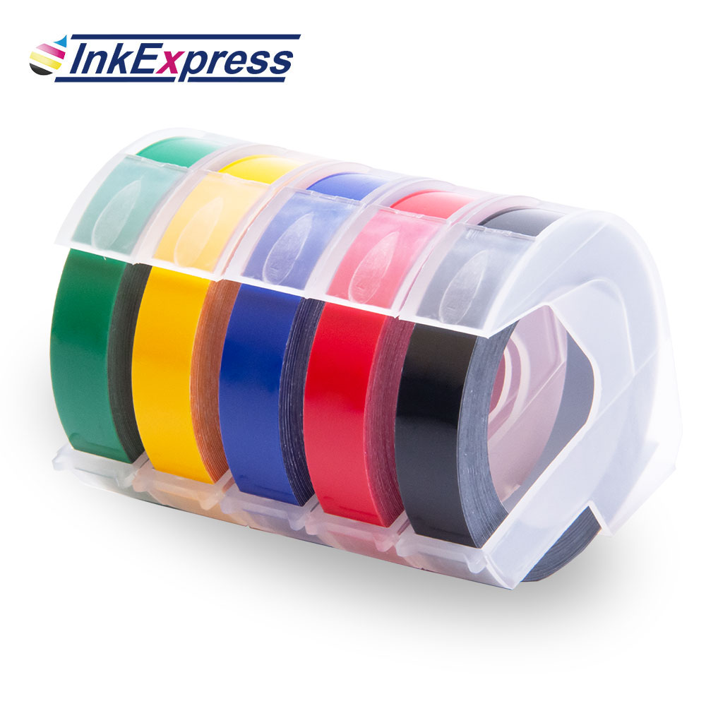 5 Kleuren 3D Embossing Tapes Printer Lint 9 Mm Wit Op Zwart Rood Blauw Geel Groen Label Tape Voor Dymo embossing Label Maker