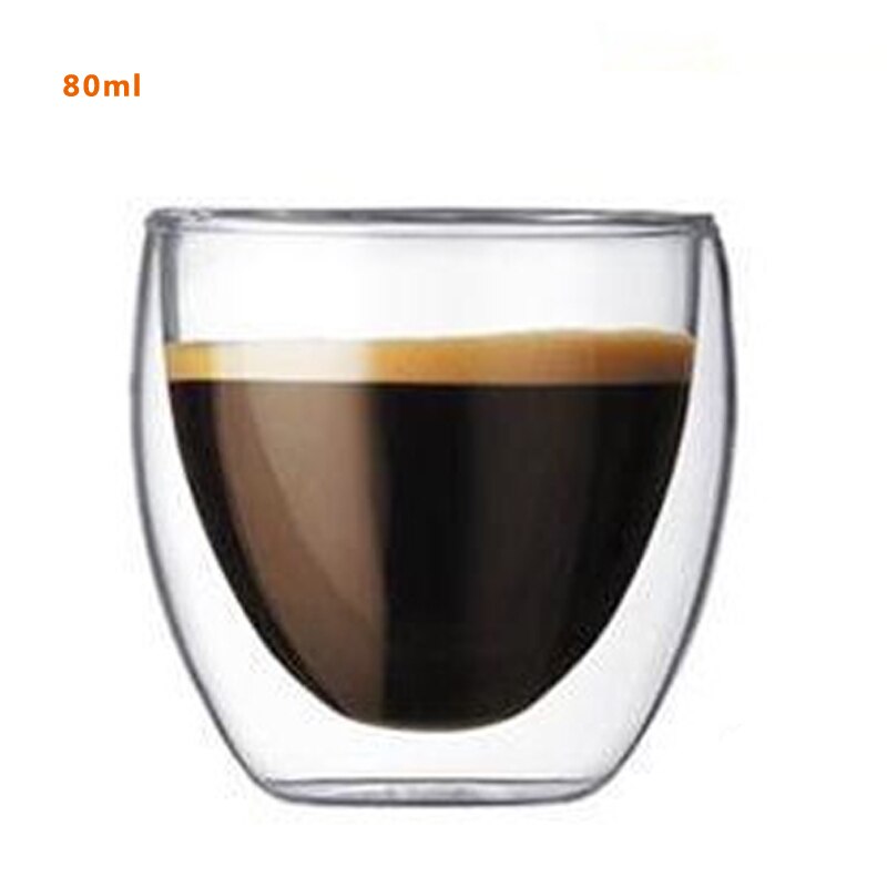 Glas varmebestandigt dobbeltlag glas øl espresso kaffekop sæt håndlavet øl krus te kop whisky glas drik  b200129: 80ml