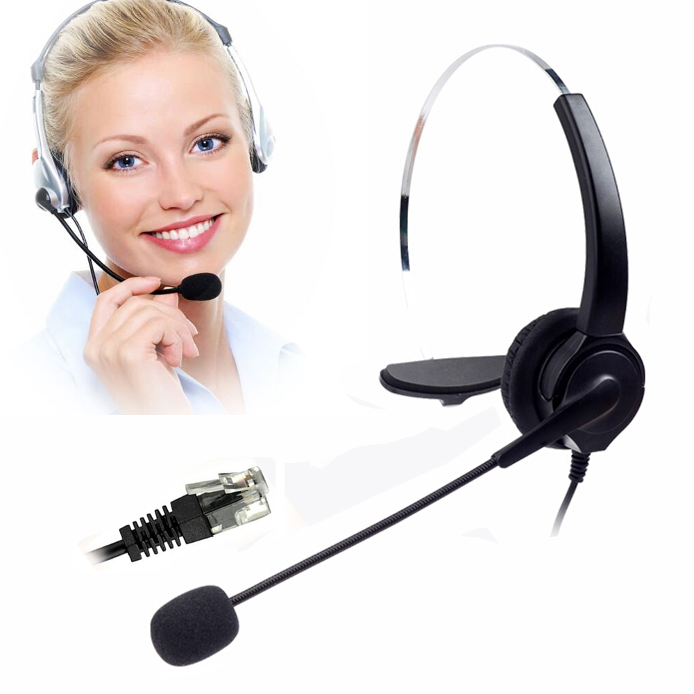 Noise Cancelling Telefoon Headset Met Microfoon Voor Call Center Handsfree Mono Headset Rj9 Met Adapter Voor Headset Telefoons