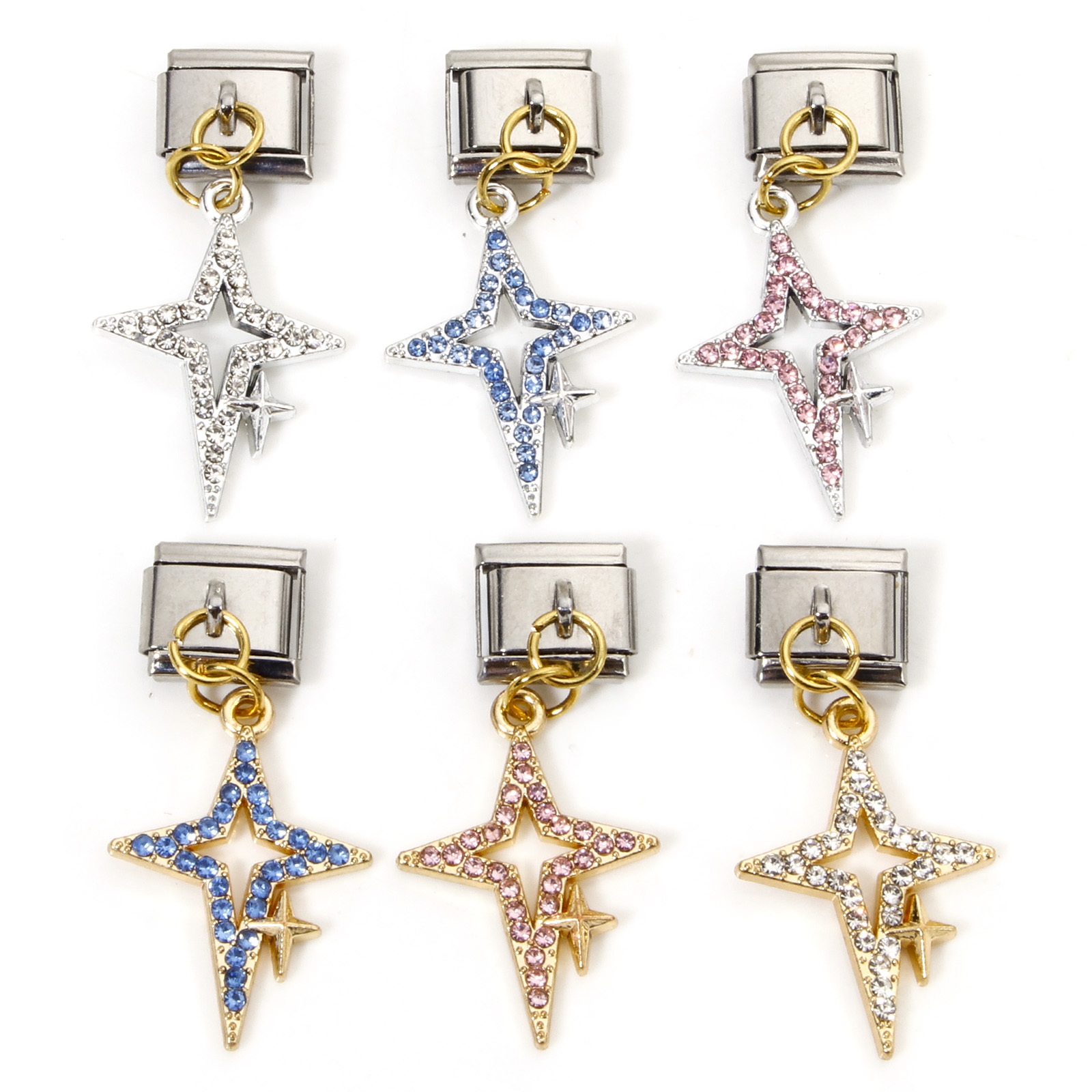 1 Stuk Zink Gebaseerde Legering & Roestvrij Staal Italiaanse Charme Links Voor Diy Armband Sieraden Maken Rechthoek Ster Bedels 10Mm X 9Mm