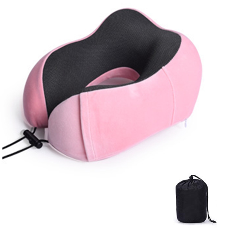 U-Shape Travel Pillow Soft Slow Rebound Neck Pillow Solid Neck Cervical Healthcare Pillow Bedding Travel Pillow Neck Massage: pink