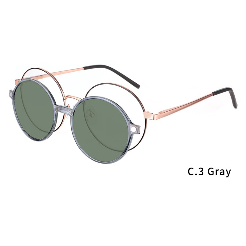 Ceofy Round Stylish Clip on Polarized Sunglasses Women Men Retro Brand Glasses Frame Magnetic Multifunction CD6816