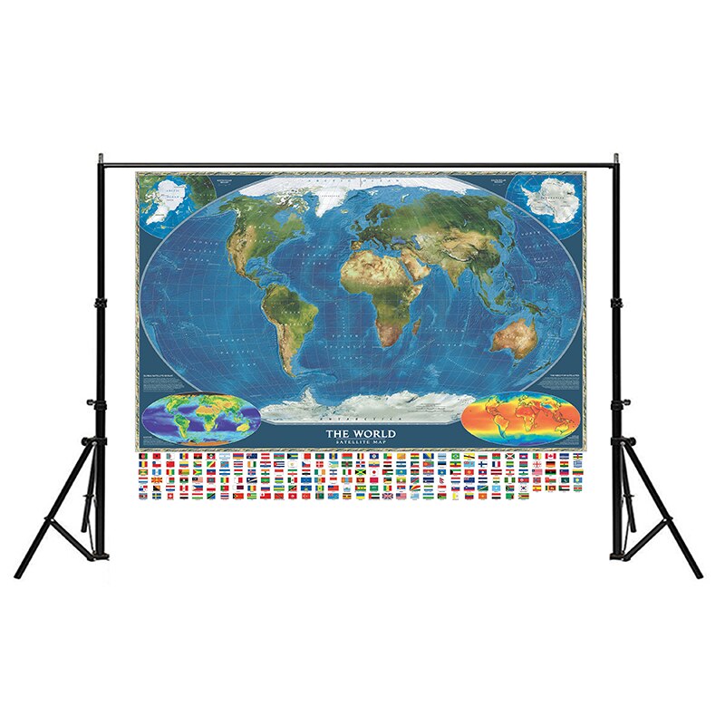 90*60cm The World Map Wall Art Posters Decorative Prints Non-woven Canvas Painting Home Decoration Children School Supplies