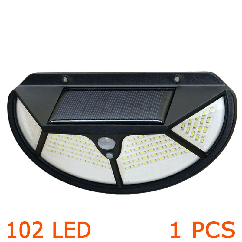 Semicircle 4 sides 102LEDs 3 modes glow motion sensor solar wall light Yard Path Home garden solar energy Induction street lamp: Blue